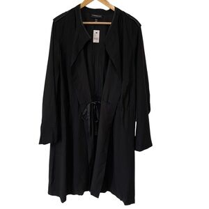 Lane Bryant NWT Long Black Trench Coat Blazer Jacket Military Rayon size 22 24